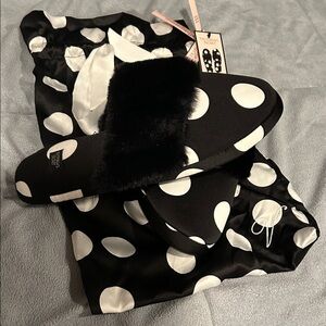 Victoria's Secret Black and White Polka Dot Slippers